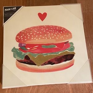 Retro Deco Hamburger and ❤️ 14” x 14” Canvas Art